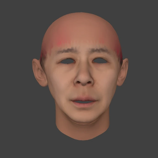 Edited face, front view